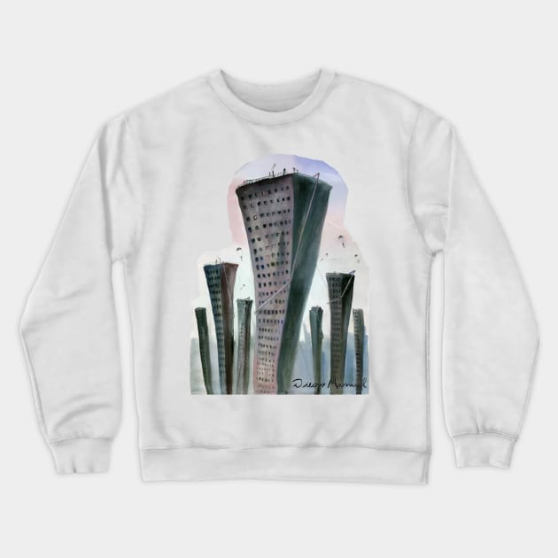 City in mist Crewneck Sweatshirt by diegomanuel